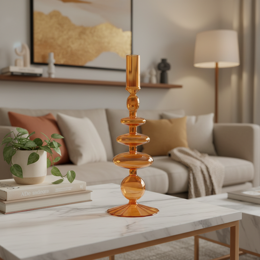 European Style Borosilicate Glass Candlestick Holder | Modern Geometric Minimalist Home Decor