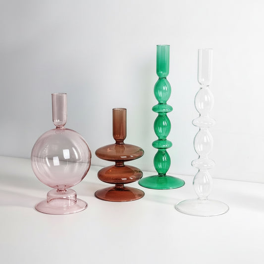 Glass Candlestick Holder